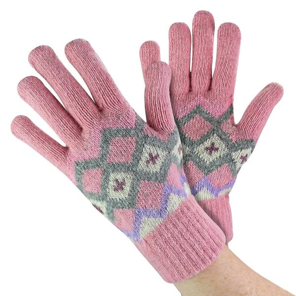 - Ullhandskar för dam | Mjuka Fairisle-handskar för vintern Pink One Size