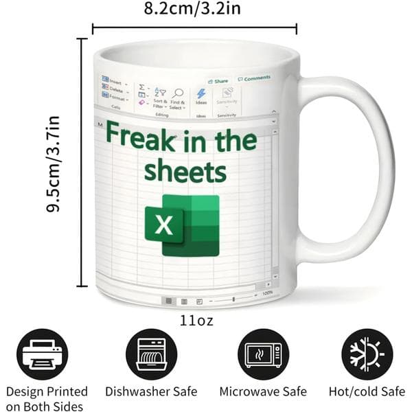 Mugg, Excel-mugg, Perfekt för revisorer, ekonomichefer och vänner, Perfekt present till födelsedag eller jul