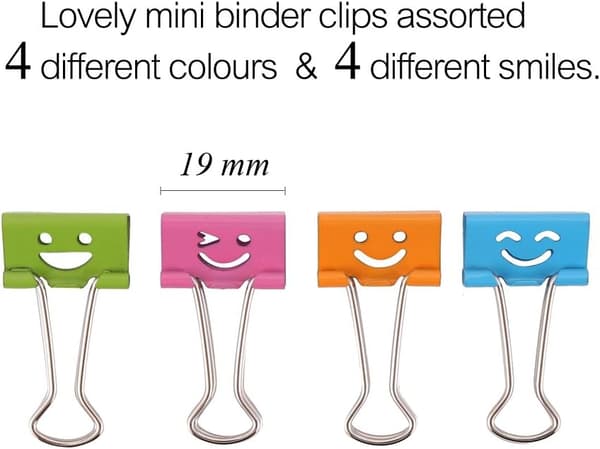 19 mm Mini Gemklämmor Smiley Blandade Färger, 40-pack