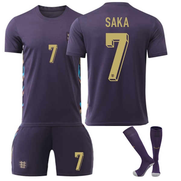 UEFA Euro 2024 England Hemma- och Bortalandslag Fotbollströja Nr 7 SAKA Away Away L