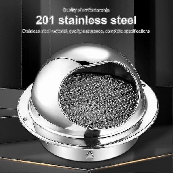 Rund väggventil i borstat rostfritt stål med bullnose-design för extern ventilation 150mm Air inlet