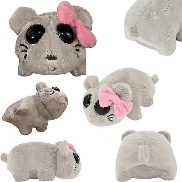 Sad Hamster Plush Toy with Pink Bow - Cute Cuddly Gift