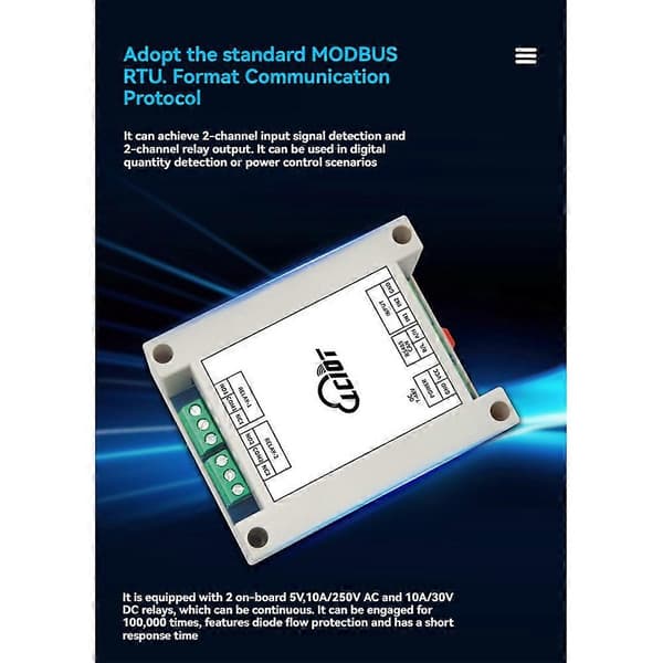 RS485/CAN 2-kanals relæmodul understøtter Modbus RTU-protokol 2-ind 2-ud DC7-48V