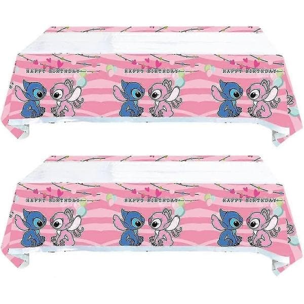 2 stk. lyserøde Stitch og Lilo dug, til pigers Stitch og Lilo tema fødselsdagsfest