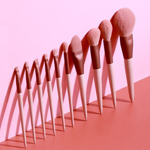 10 lyserøde makeupbørster