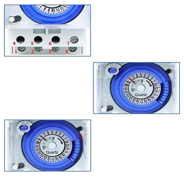 2X Mekanisk Timer 24 Timer Tidsafbryder Relæ Elektrisk Programmerbar Timer 24 Timer SUL181H Din-skinne Timerkontakt