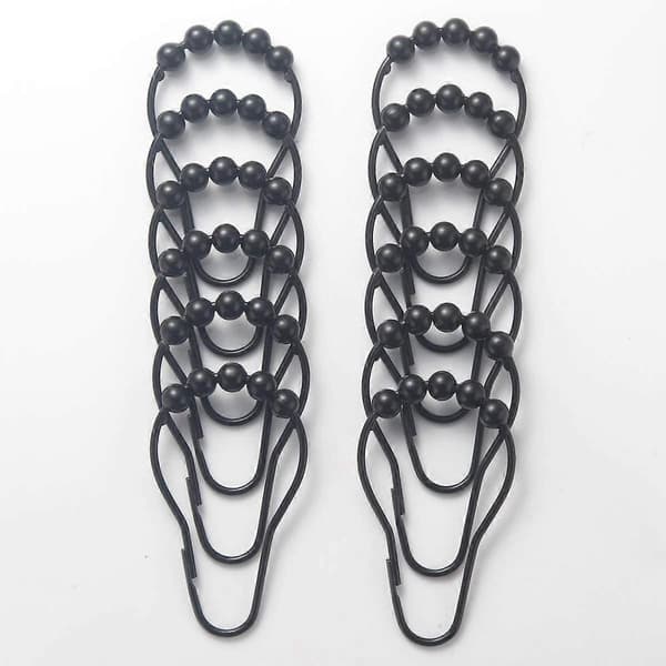 Duschdraperikrokar Ringar Metall Duschdraperikrokar Ringar för Badrum Duschstänger Draperier Set o Black