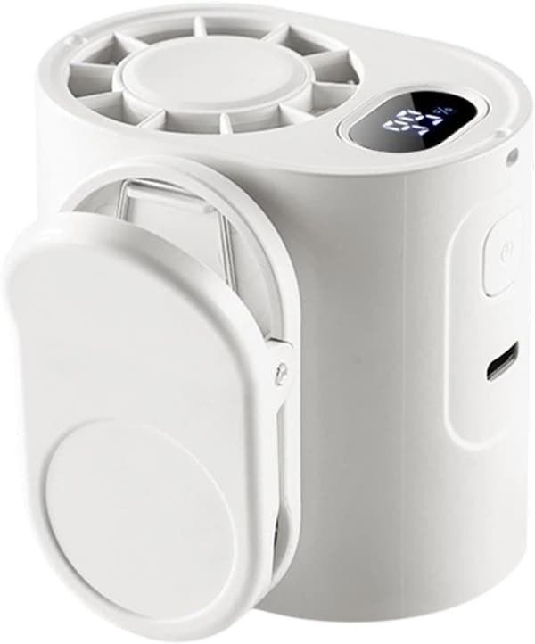 Bærbar clip-on ventilator | 360° roterende USB LED-skærm