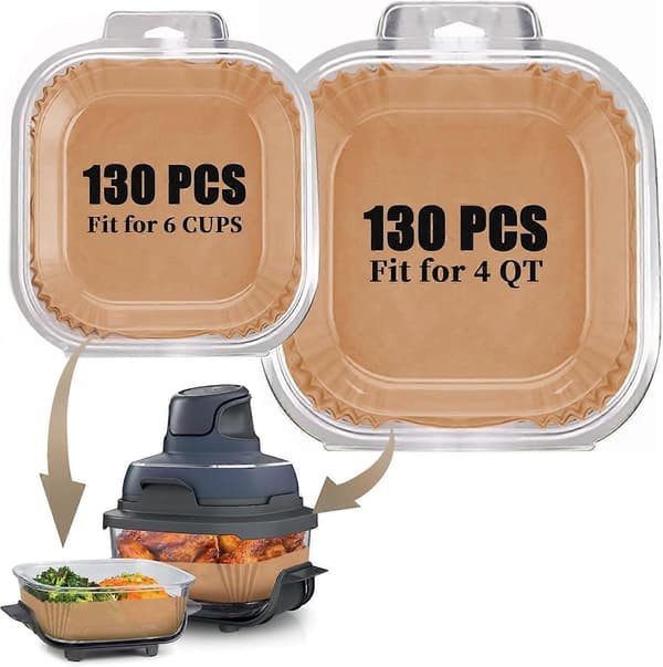 260 stk. Airfryer-indsatser til engangsbrug til Ninja Crispi, bagepapirark Airfryer-tilbehør til Ninja Glass bærbart madlavningssystem