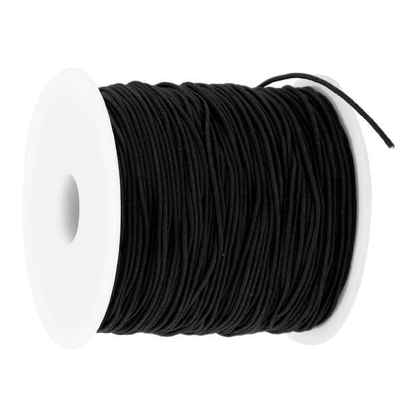 Elastisk tråd 1 mm x 100 m, svart elastisk snöre för smyckestillverkning (pärlor, armband, etc.).
