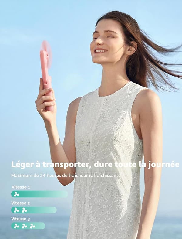 Bærbar vifte, mini lommevifte – rosa