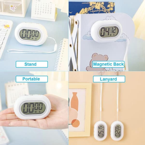 Kökstimer, kökstimer för matlagning, timer med magnetisk baksida, nedräkningstimer med högt alarm och stora siffror för matlagning
