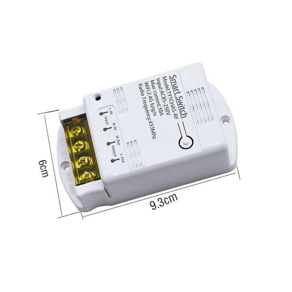 2X 4000W 30A Wifi Switch Relæ Tuya Smartlife APP 433mhz RF Modtagermodul AC 85-250V 220V Automationsafbryder White