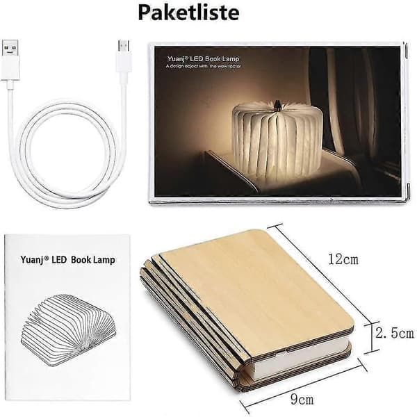 Træfoldbar boglampe, magnetiske LED-boglamper