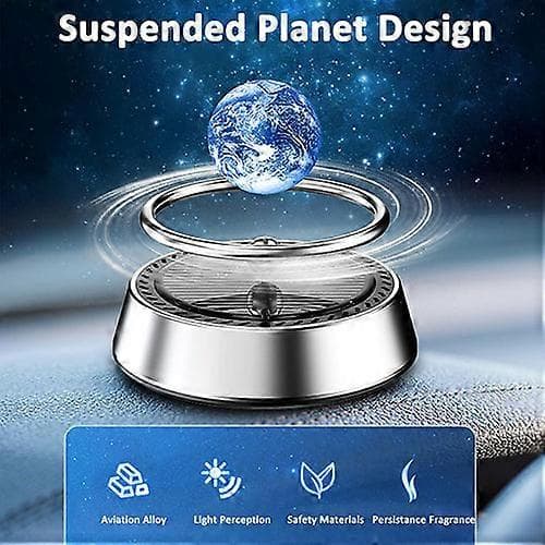 Solcelledrevet billuftfrisker, automatisk roterende flytende planet aromaterapi diffuser Black Earth