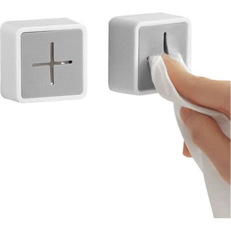 Sett med 2 selvklebende badehåndkleklemmer (grå), ABS håndkleholder