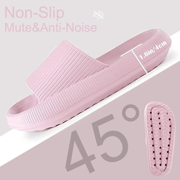 Tykk plattforms-tøfler for kvinner i rosa rosa 44-45