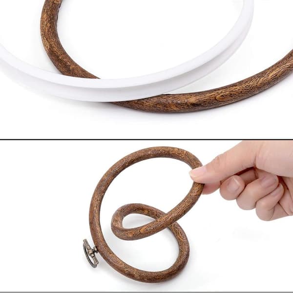 4 st 15 cm runda broderirammar, displayram, cirkel, korsstygnsram, imiterade träbroderisatser