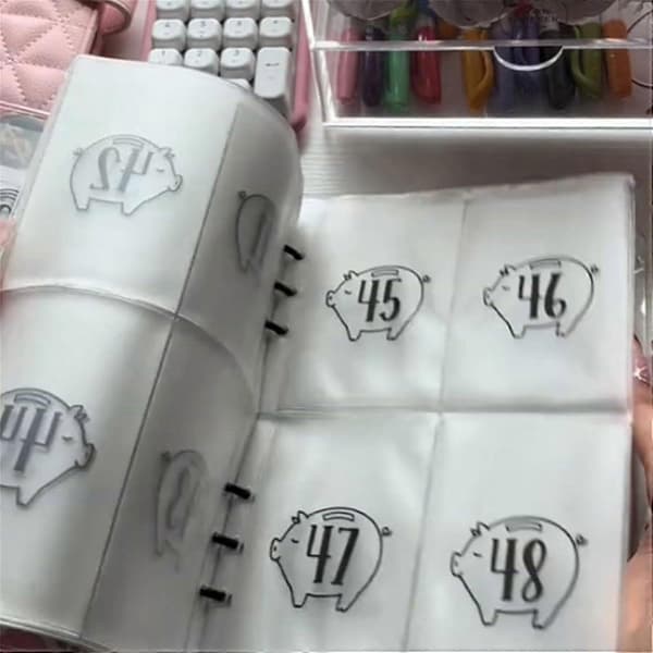 100 Konvolutter A5 Pengebesparende Budget Binder, Sparemåls Binder med Kontantkonvolutter, Budgettering, Pengebesparende Bog Style B