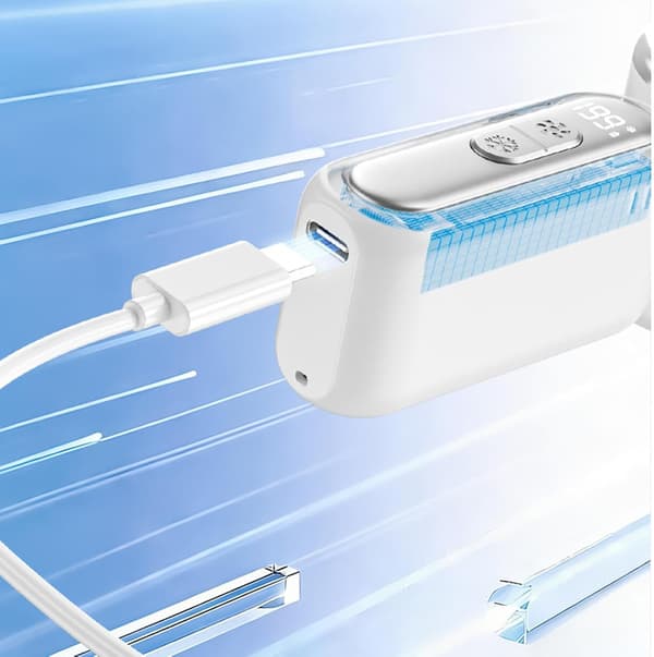 Mini genopladelig ventilator med justerbar hastighed og LED-display