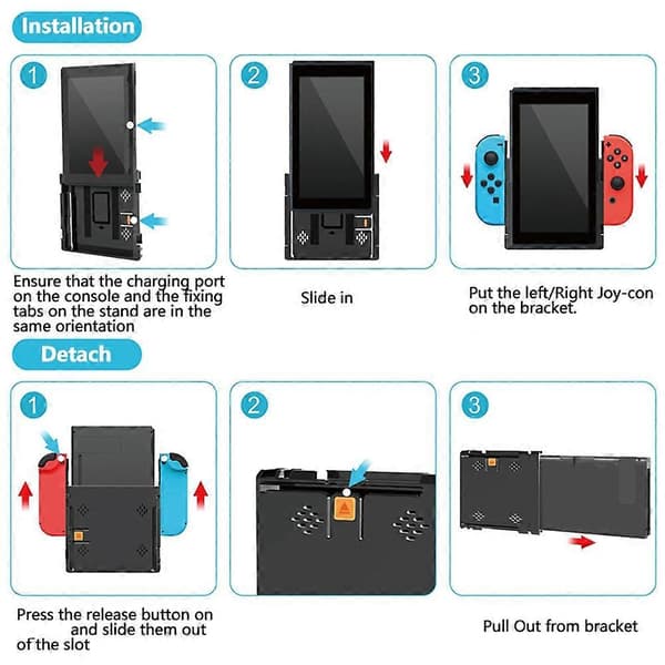 Grip Flip pystysuuntainen teline Nintendo Switch OLED/Switch-pelikonsolille, Switch-teline Noir
