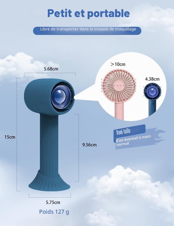 Bærbar ventilator, genopladelig aromaterapi-ventilator, 3 justerbare vindhastigheder