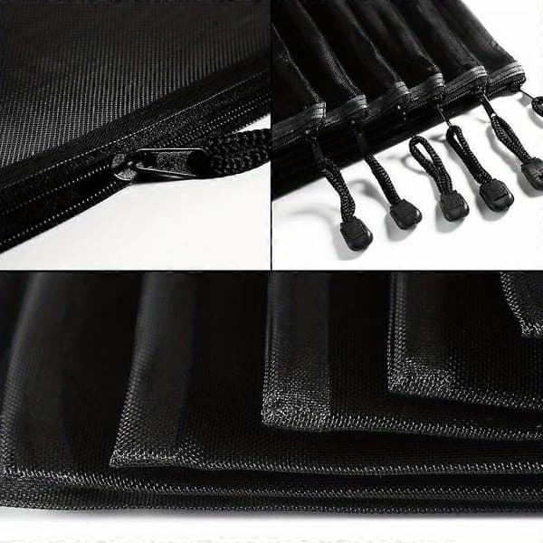 Sæt med 10 sorte kosmetiktasker i mesh, rejsetasker med lynlås til makeup- og blyantopbevaring, 24 x 18 cm 10pcs-black