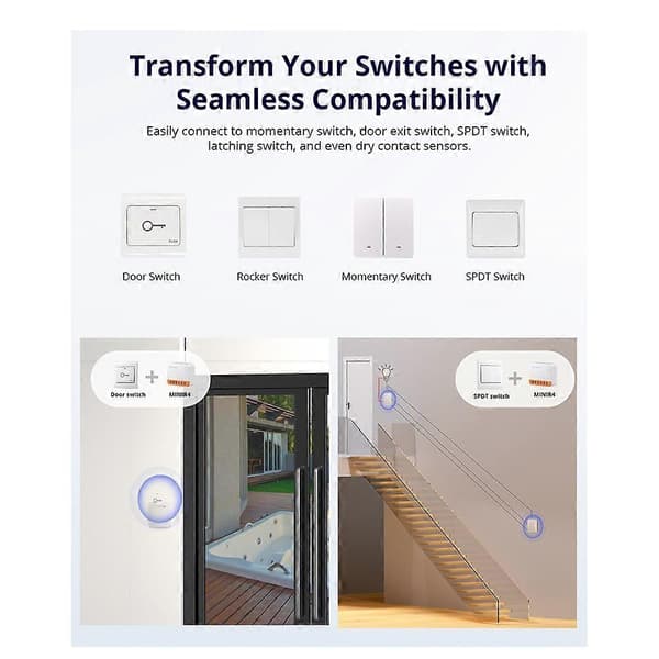 4 STK MINI Wifi-bryter Mini Extreme Smart Home-modul Toveiskontroll Smart Home-modul Stemmefjernkontroll