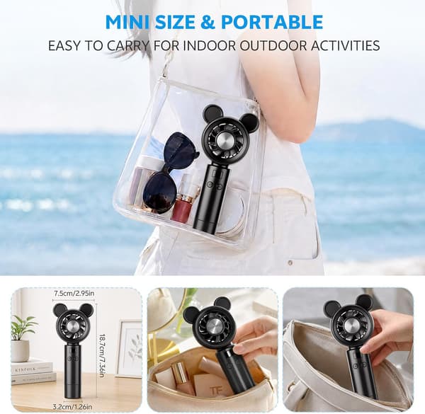 Mini bærbar vifte, liten USB oppladbar vifte (svart)