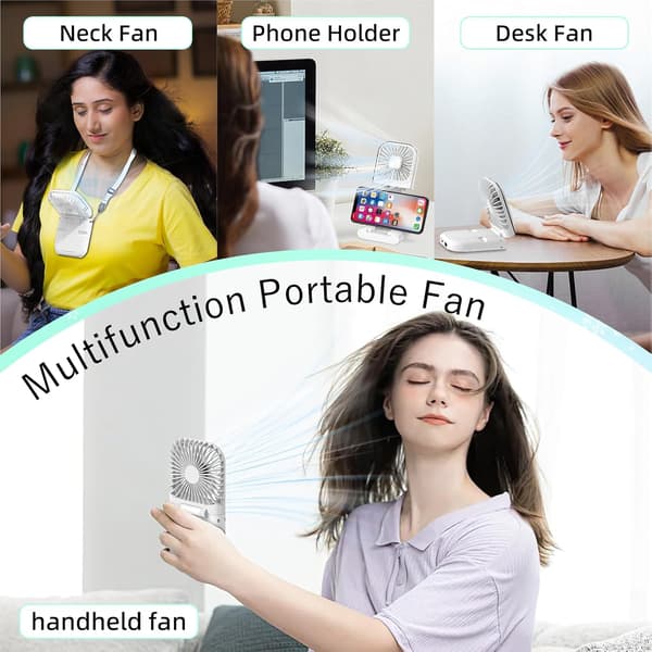 Mini bærbar USB-ladeventilator (hvit)