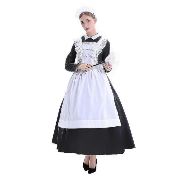 3-delt stuepigekostume til kvinder til cosplay L