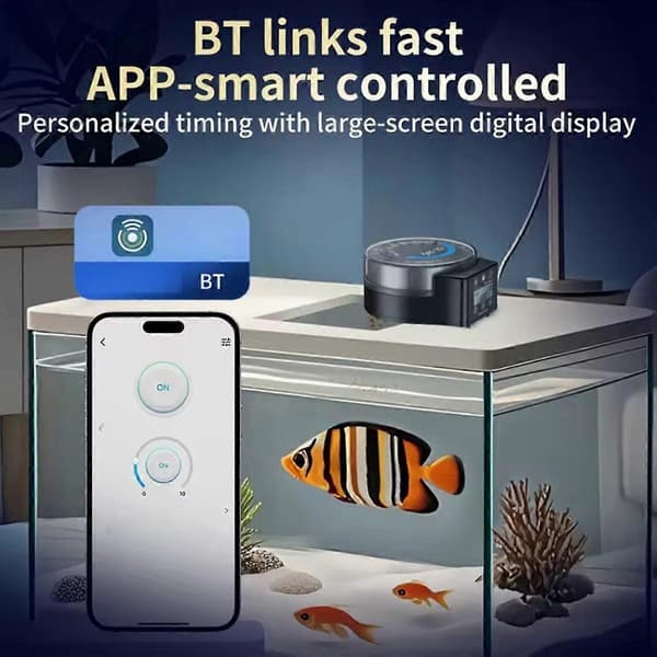 DRF-15 Automatisk Akvarium Foderautomat BT Fjernbetjening med Digital Tidsindstillet Foderdispenser til Akvariefisk
