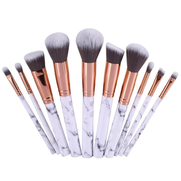 10 st Professionella sminkborstar, sminkset, marmor Vit white
