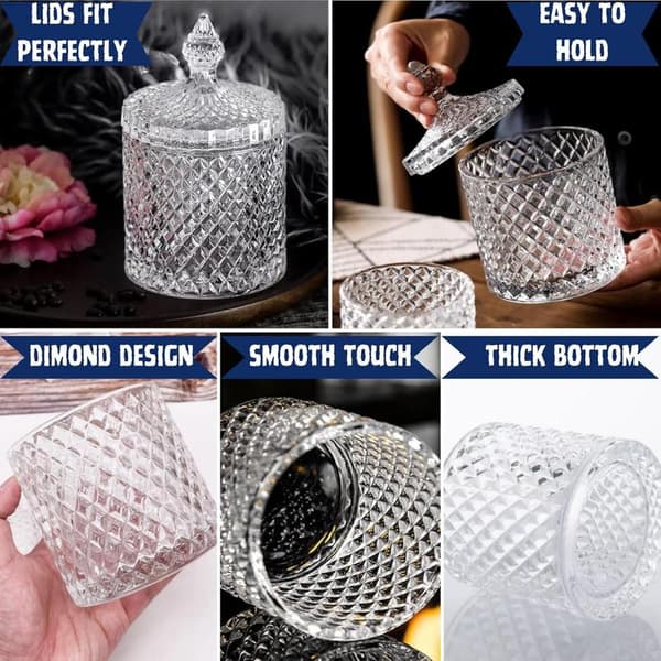 2 stk 10oz Glass Bomullspinneholder Dispenser (KLAR)