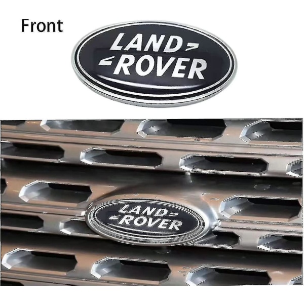 2 stk Passer til Land Rover Grille Badge Bakluke Oval Badge Sticker, Passer Land Rover Range Rover Badge Navneskilt (svart)