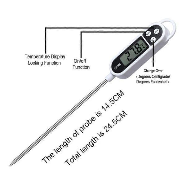 1-pack digital omedelbar avläsning vattentermometer, mattermometer sondtyp