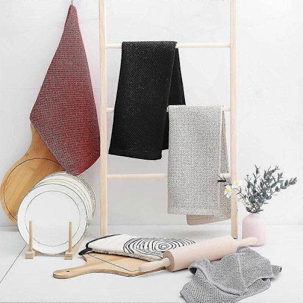 Sæt med 6 bløde og absorberende køkkenhåndklæder, holdbare rengøringsklude til hverdagsbrug Red 34*73cm