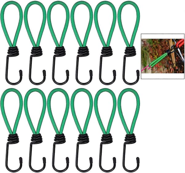 12 stycken Bungee Hook, Presennings Bungee Hook Elastiska Bungee Cords Camping med Krok, Bungee Strap för Presenningar