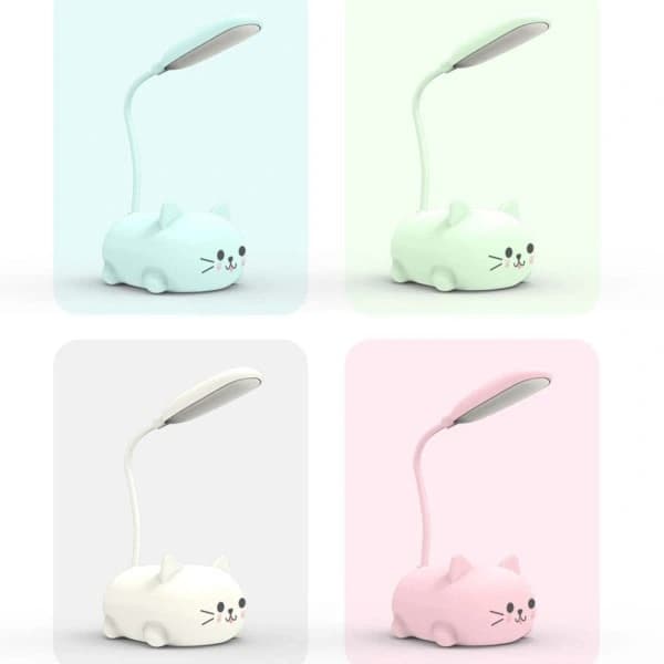 LED bordlampe tegneserie sød kat natlampe blå