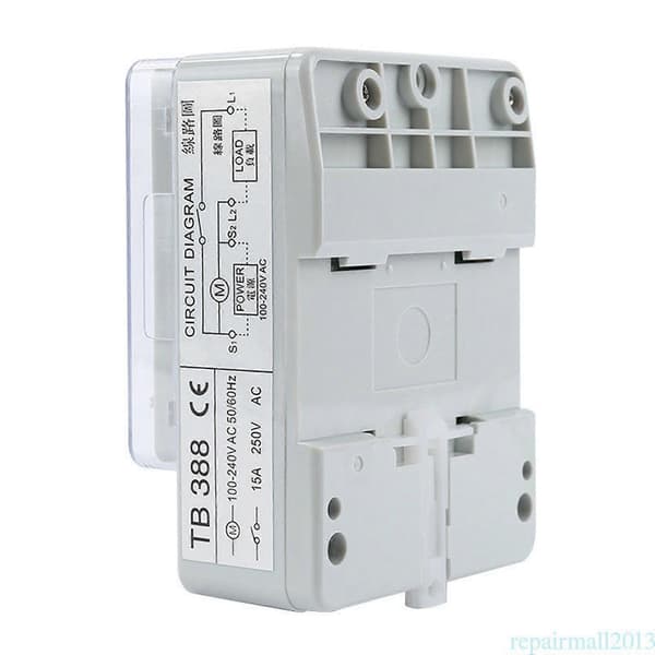 3X TB-388 Rektangulær 15 minutter / 96 ganger bryter-timer uten batteri White
