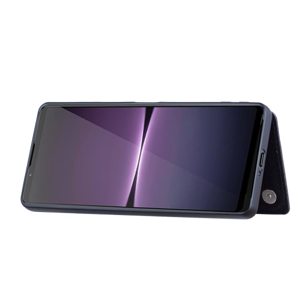 For Sony Xperia 1 V Kickstand PU-skinnbelagt TPU-veske Kortholder Mobiltelefondeksel
