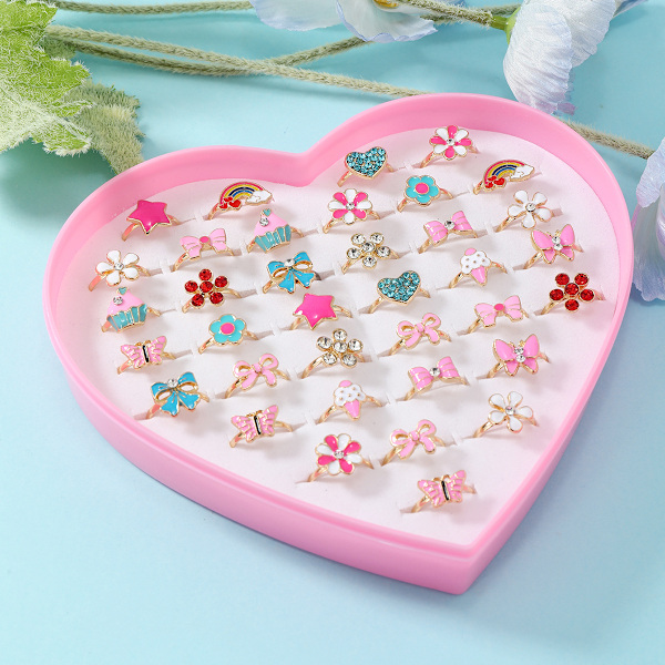 Barnring Mode Cartoon Flickor Smycken Kristall Gem Prinsessa Smycken Justerbar Ring C