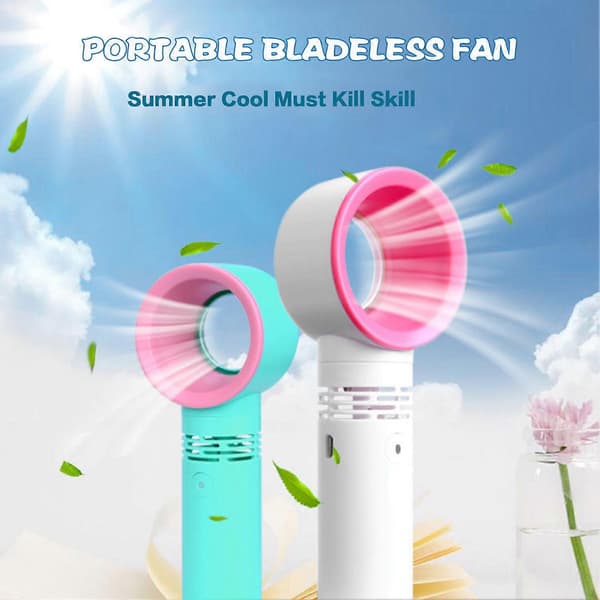 Bladeless elektrisk håndholdt ventilator udendørs mini håndholdt ventilator til rejser udendørs kontor Black