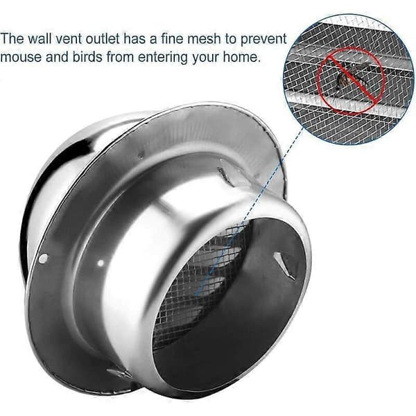 Rund ventilasjonsrist i rustfritt stål (100 mm)