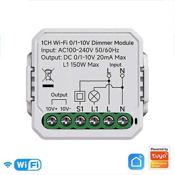 0/1-10V Tuya Smart WiFi LED Dæmper Controller Push Dæmper Smart Life APP Kontrol 100-240V A White