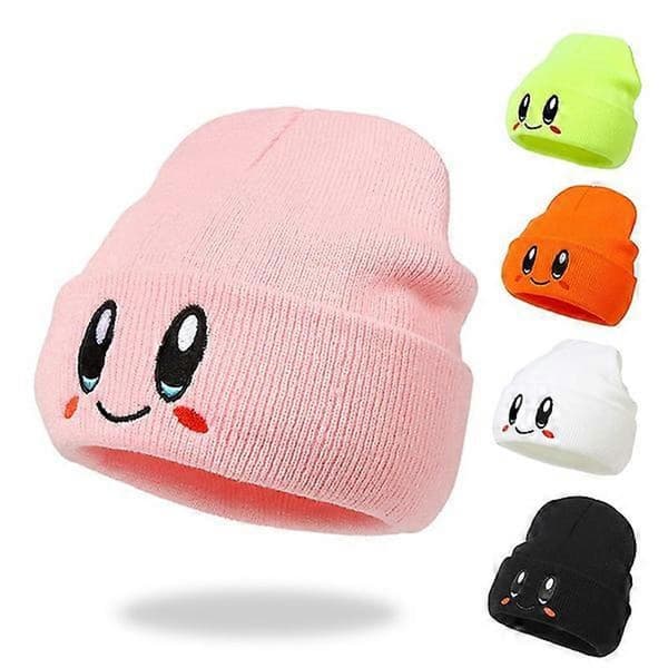 Broderad stickad mössa varm hatt hiphop-hatt damstickad mössa melonfröhatt Fluorescent Yellow