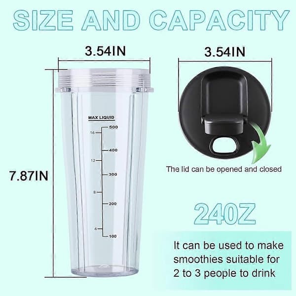 BN301 BN300C 20 OZ to Go Blender erstatningskopper til Ninja Nutri-Blender Plus, 2-pak bærbare blenderkander af fødevarekvalitet