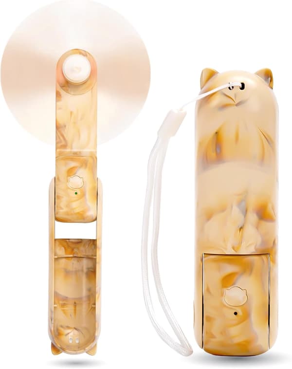 Mini bærbar ventilator, genopladelig lydløs miniventilator (orange)