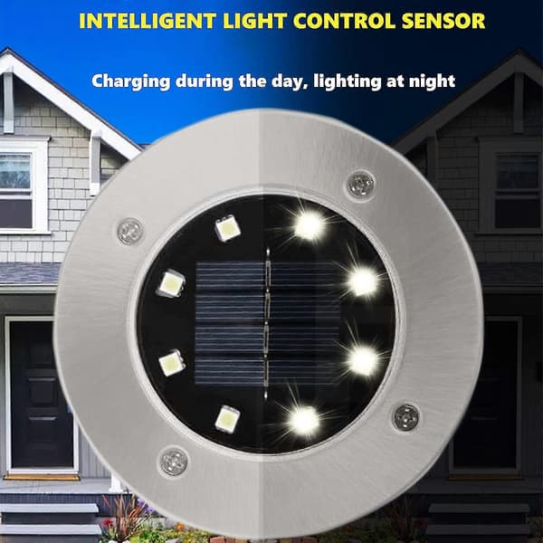 Solcelle jordlys, 8 LED IP65 vandtæt 6000K solcelle jordlys (hvid) warm light 4 pack