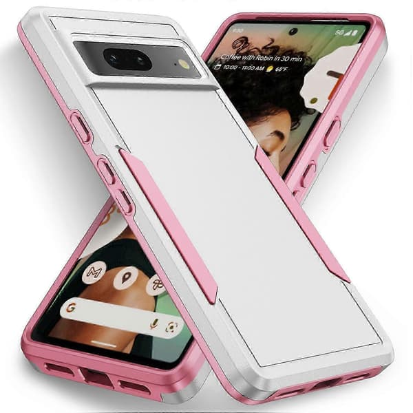 Google Pixel 7 5G-deksel - Fallbeskyttelse i militærklasse, PC- og TPU-telefondeksel i grønt Multicolor White Pink
